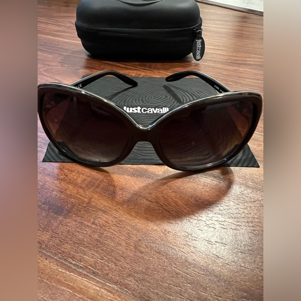 Just Cavalli JC406S Brown Rectangle Vintage Unique Chic Sunglasses